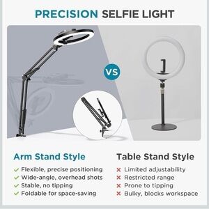 Precision Selfie Light with Arm Stand